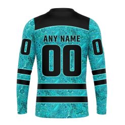 Alternative view of NHL St. Louis Blues Custom Name Number Fight Ovarian Cancer Sweatshirt