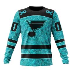 NHL St. Louis Blues Custom Name Number Fight Ovarian Cancer Sweatshirt