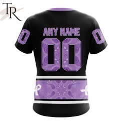 Alternative view of NHL St. Louis Blues Custom Name Number Lavender Hockey Fights Cancer T-Shirt