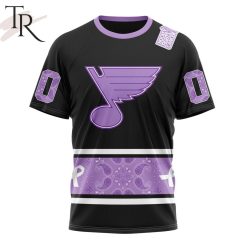 NHL St. Louis Blues Custom Name Number Lavender Hockey Fights Cancer T-Shirt