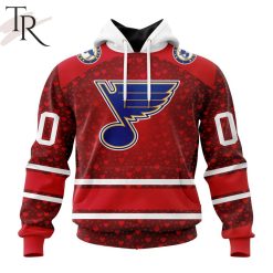 NHL St. Louis Blues Custom Name Number Valentine Gift Pullover Hoodie