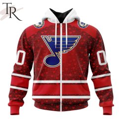 NHL St. Louis Blues Custom Name Number Valentine Gift Zip Up Hoodie