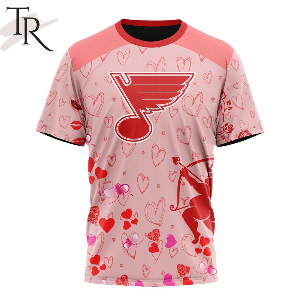 NHL St. Louis Blues Custom Name x2 Date Valentine T-Shirt