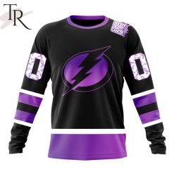 NHL Tampa Bay Lightning Custom Name Number Black Hockey Fights Cancer Sweatshirt