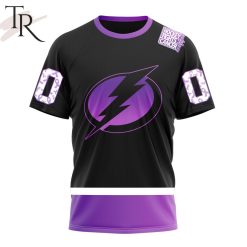 NHL Tampa Bay Lightning Custom Name Number Black Hockey Fights Cancer T-Shirt