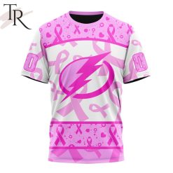 NHL Tampa Bay Lightning Custom Name Number Breast Cancer Awareness Month T-Shirt