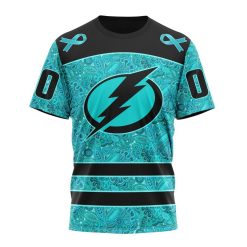 NHL Tampa Bay Lightning Custom Name Number Fight Ovarian Cancer T-Shirt