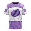 NHL Tampa Bay Lightning Custom Name Number Lavender Hockey Fights Cancer T-Shirt