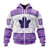 NHL Toronto Maple Leafs Custom Name Number Lavender Hockey Fights Cancer Zip Up Hoodie