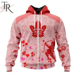 NHL Toronto Maple Leafs Custom Name x2 Date Valentine Zip Up Hoodie