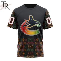 NHL Vancouver Canucks Custom Name Number Black History Month T-Shirt
