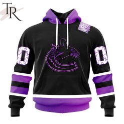 NHL Vancouver Canucks Custom Name Number Black Hockey Fights Cancer Pullover Hoodie