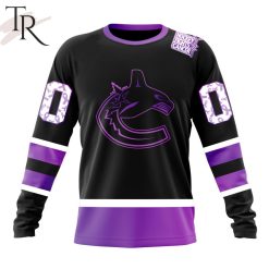 NHL Vancouver Canucks Custom Name Number Black Hockey Fights Cancer Sweatshirt