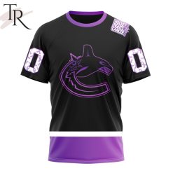 NHL Vancouver Canucks Custom Name Number Black Hockey Fights Cancer T-Shirt