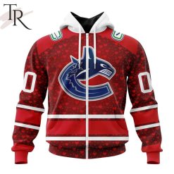 NHL Vancouver Canucks Custom Name Number Valentine Gift Zip Up Hoodie