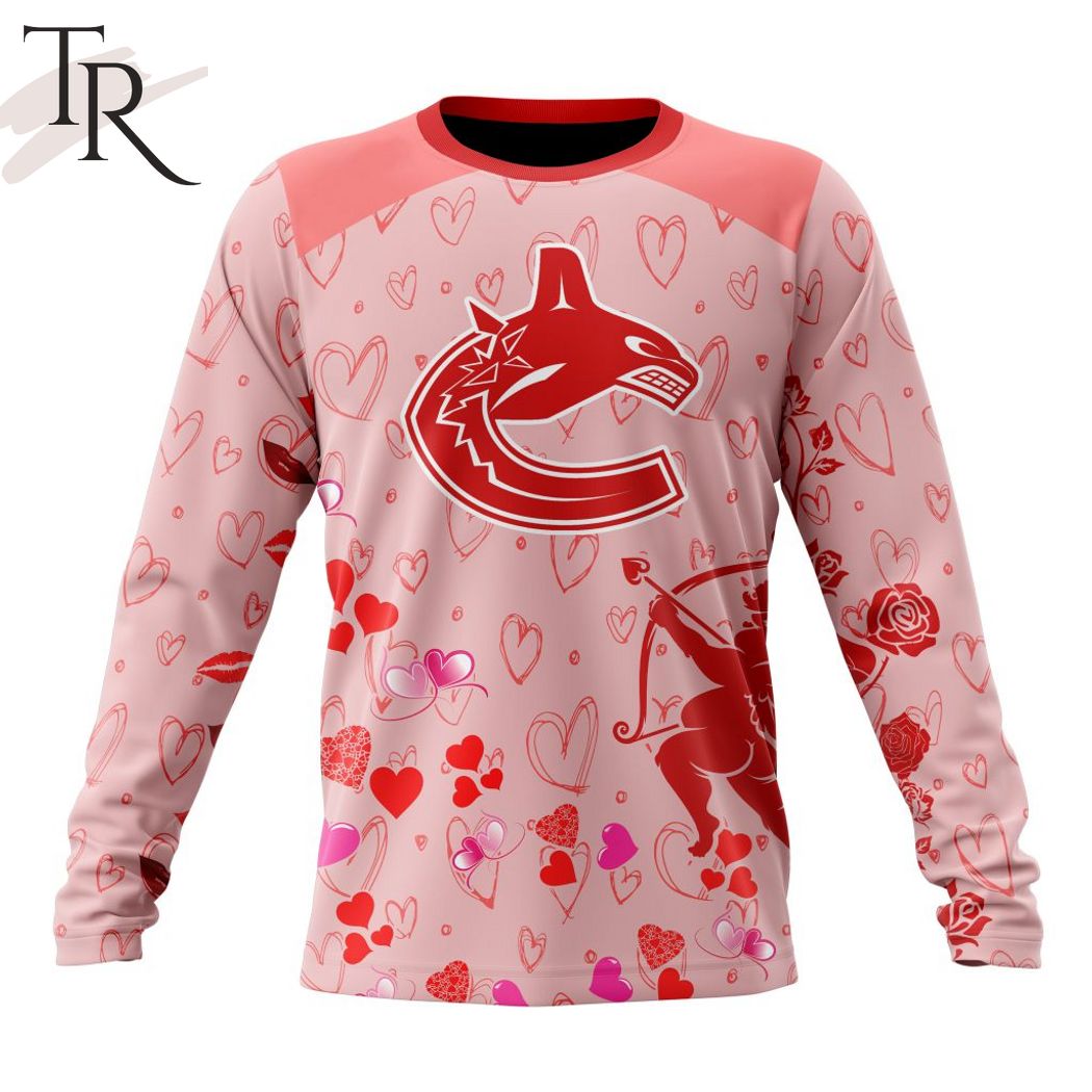 NHL Vancouver Canucks Custom Name x2 Date Valentine Sweatshirt