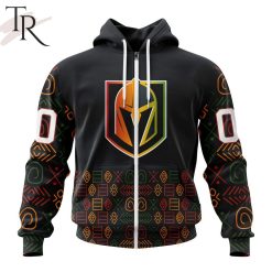 NHL Vegas Golden Knights Custom Name Number Black History Month Zip Up Hoodie
