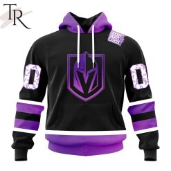 NHL Vegas Golden Knights Custom Name Number Black Hockey Fights Cancer Pullover Hoodie