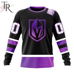 NHL Vegas Golden Knights Custom Name Number Black Hockey Fights Cancer Sweatshirt