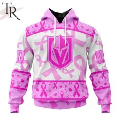 NHL Vegas Golden Knights Custom Name Number Breast Cancer Awareness Month Pullover Hoodie