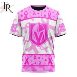 NHL Vegas Golden Knights Custom Name Number Breast Cancer Awareness Month T-Shirt