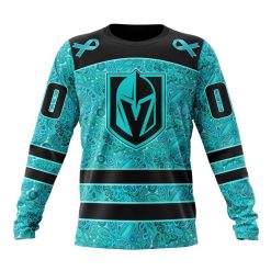 NHL Vegas Golden Knights Custom Name Number Fight Ovarian Cancer Sweatshirt
