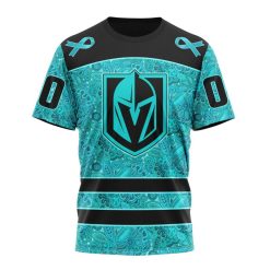 NHL Vegas Golden Knights Custom Name Number Fight Ovarian Cancer T-Shirt