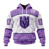 NHL Vegas Golden Knights Custom Name Number Lavender Hockey Fights Cancer Pullover Hoodie