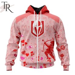 NHL Vegas Golden Knights Custom Name x2 Date Valentine Zip Up Hoodie