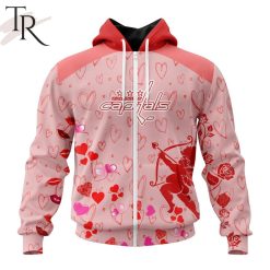 NHL Washington Capitals Custom Name x2 Date Valentine Zip Up Hoodie