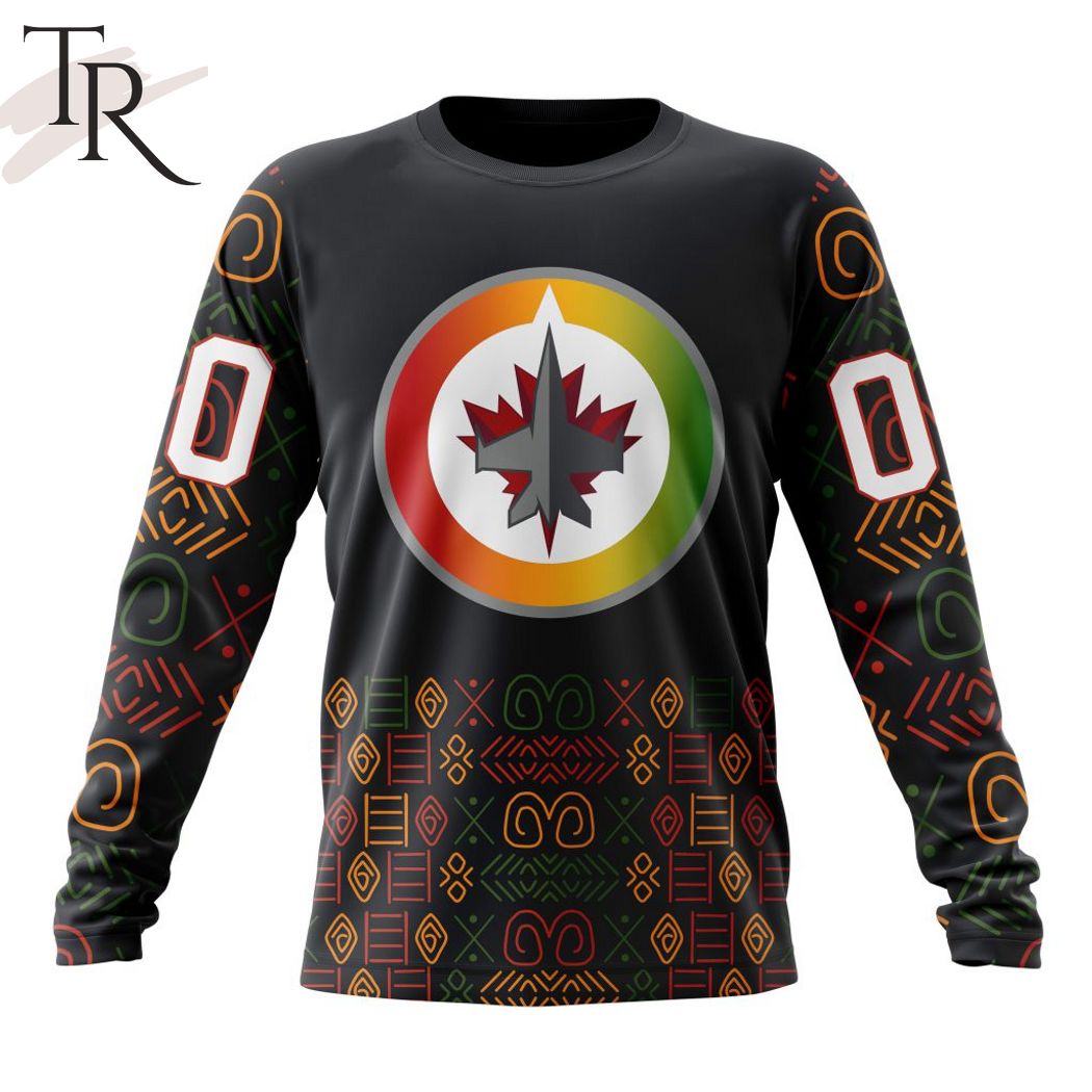 NHL Winnipeg Jets Custom Name Number Black History Month Sweatshirt