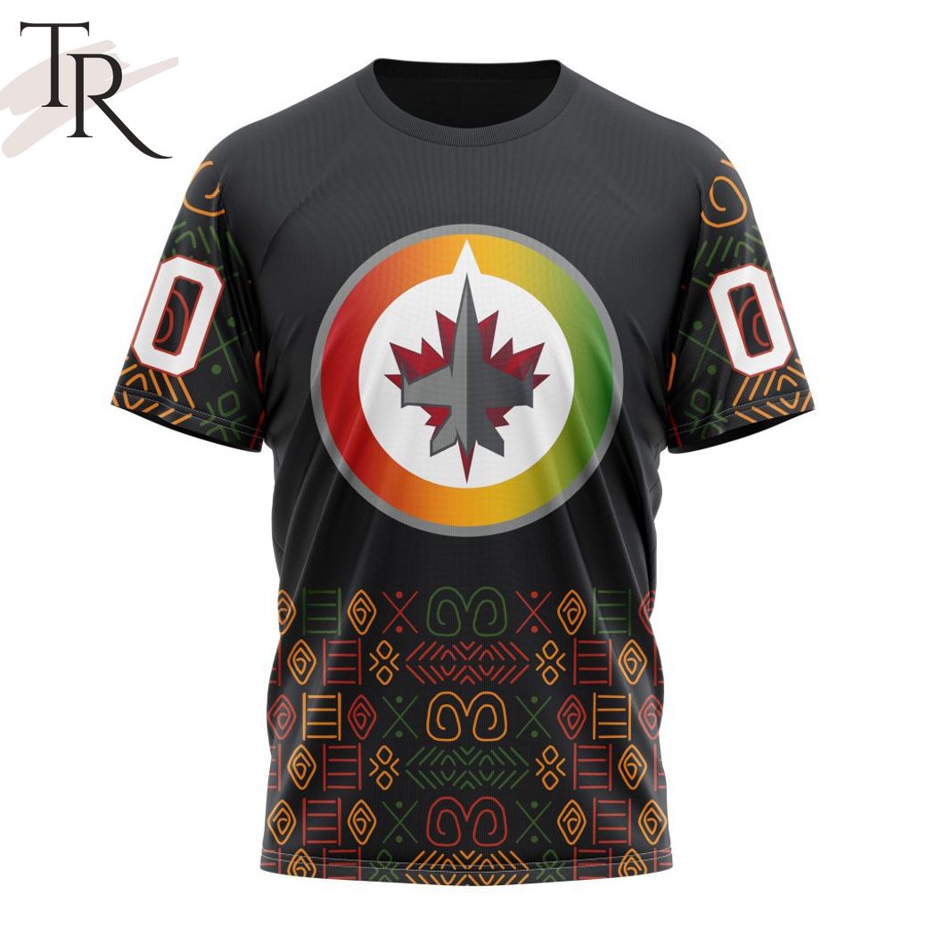 NHL Winnipeg Jets Custom Name Number Black History Month T-Shirt