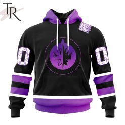 NHL Winnipeg Jets Custom Name Number Black Hockey Fights Cancer Pullover Hoodie