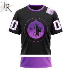 NHL Winnipeg Jets Custom Name Number Black Hockey Fights Cancer T-Shirt
