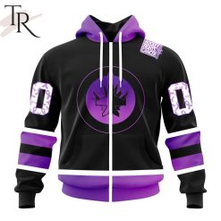 NHL Winnipeg Jets Custom Name Number Black Hockey Fights Cancer Zip Up Hoodie