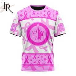 NHL Winnipeg Jets Custom Name Number Breast Cancer Awareness Month T-Shirt