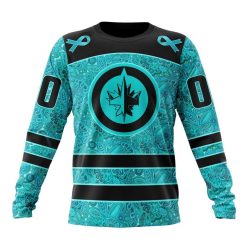 NHL Winnipeg Jets Custom Name Number Fight Ovarian Cancer Sweatshirt
