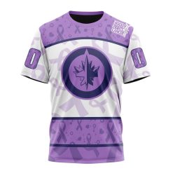 NHL Winnipeg Jets Custom Name Number Lavender Hockey Fights Cancer T-Shirt