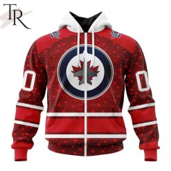 NHL Winnipeg Jets Custom Name Number Valentine Gift Zip Up Hoodie
