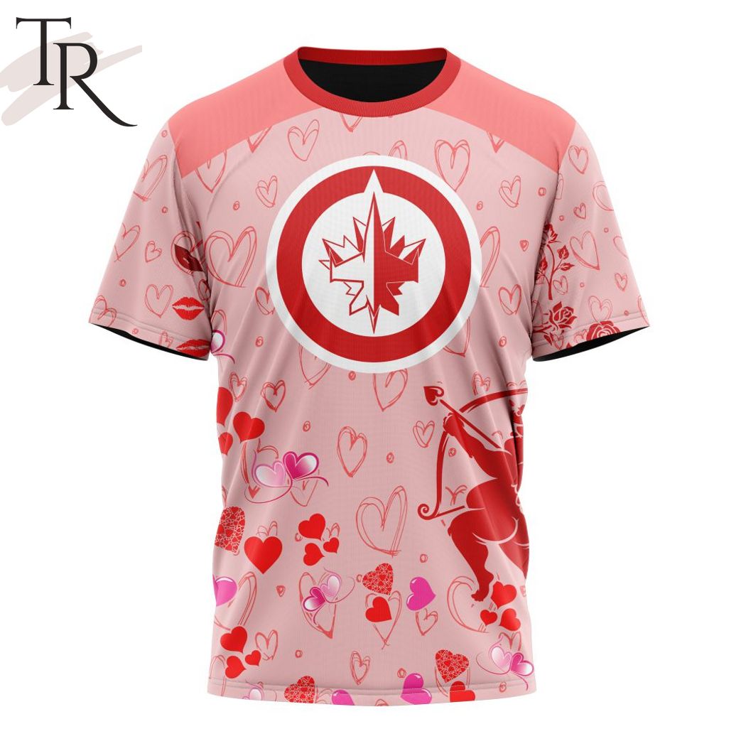 NHL Winnipeg Jets Custom Name x2 Date Valentine T-Shirt