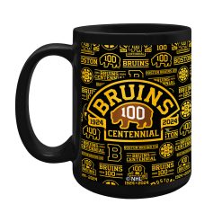 NHL Boston Bruins Centennial Overlay Black Ceramic Mug