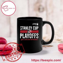 Alternative view of NHL Carolina Hurricanes 2024 Stanley Cup Playoffs Black Ceramic Mug