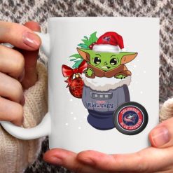NHL Columbus Blue Jackets Baby Yoda Star Wars White Ceramic Mug