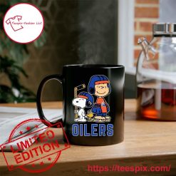 NHL Edmonton Oilers Peanuts Characters Black Ceramic Mug