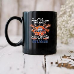 Alternative view of NHL Edmonton Oilers Real Women Love Hockey Black Ceramic Mug