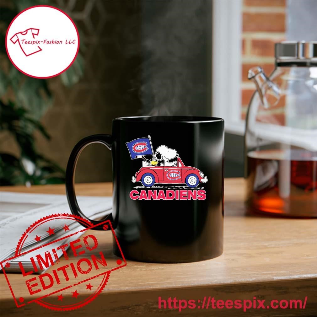 NHL Montreal Canadiens Peanuts Snoopy And Woodstock Black Ceramic Mug