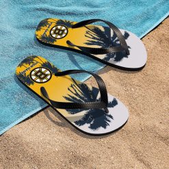 NHL Boston Bruins Custom Name Aloha Pattern Flip Flops
