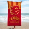 NHL Calgary Flames Custom Name Gift For Fans Beach Towel