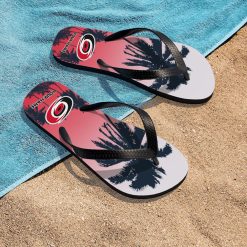 NHL Carolina Hurricanes Custom Name Aloha Pattern Flip Flops