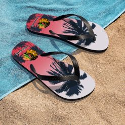Alternative view of NHL Chicago Blackhawks Custom Name Aloha Pattern Flip Flops